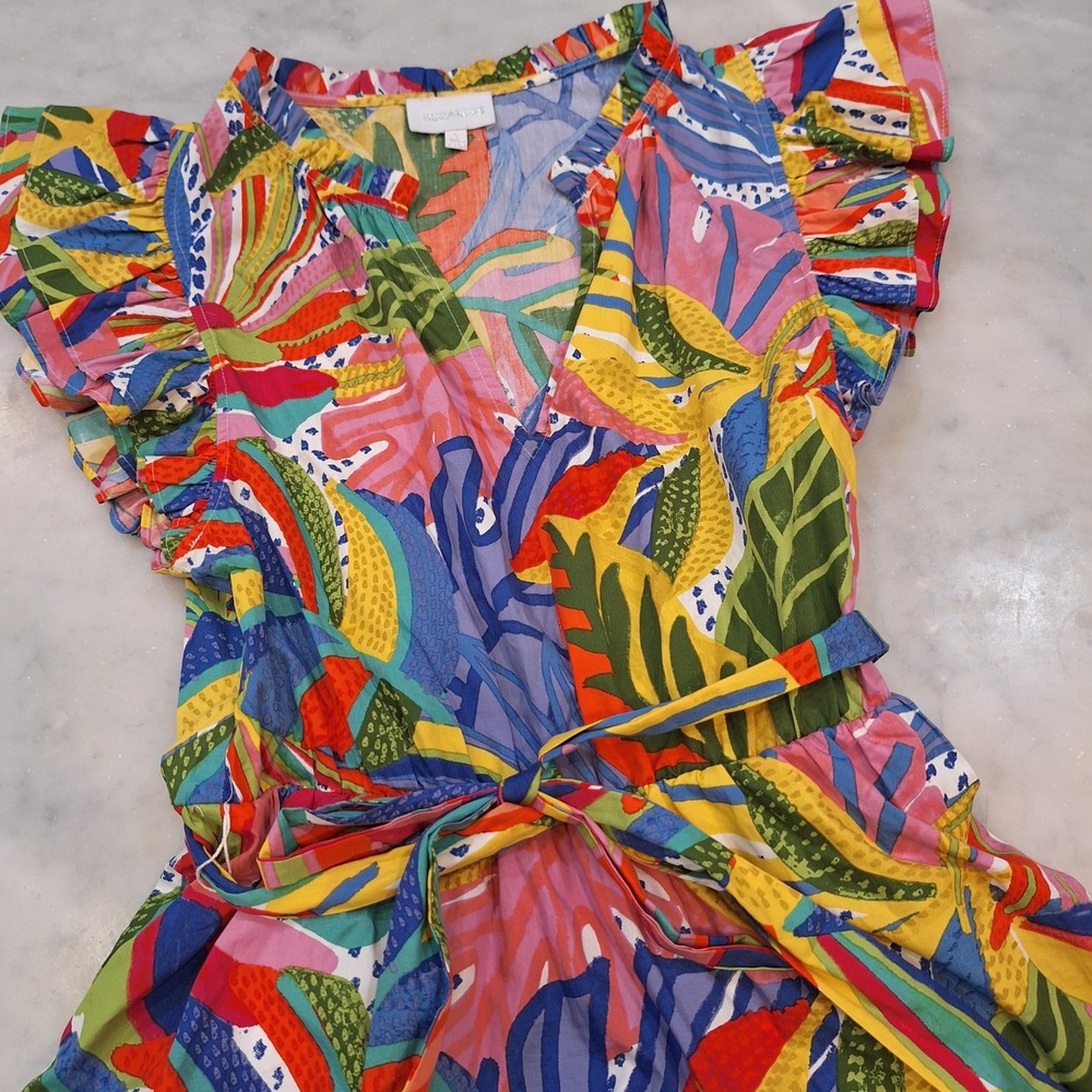 Sugarlips Floral Tropical Bright Colors Dress Lg Ruffle Mini Tiered STD13576PB